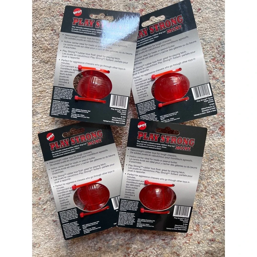 NWT (Lot of 4) SPOT Play Strong Mini Rubber Dog Toy Indestructible chewing Float